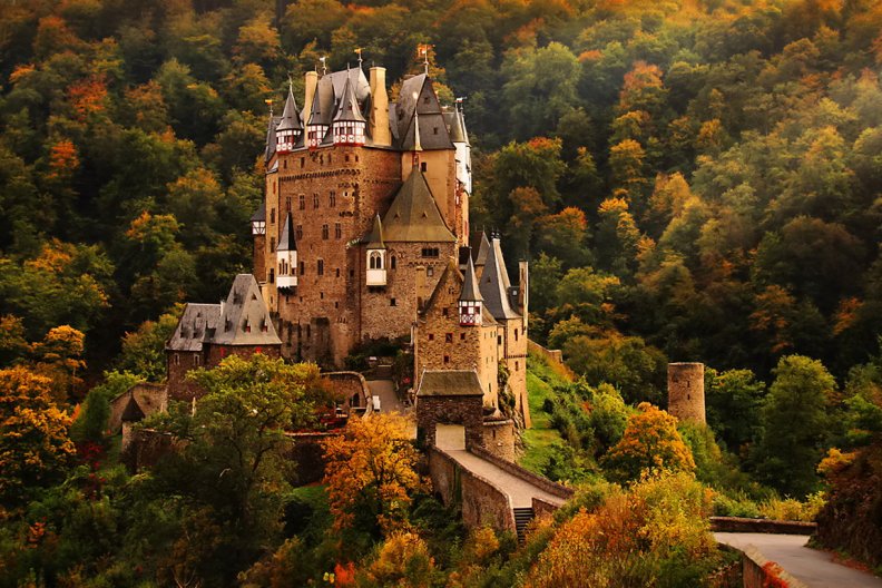 Mountain castle in autumn