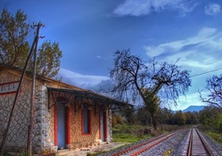 wonderful railroad station in pelleponisos greece hdr