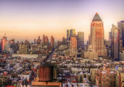 lovely view of manhattan at sunset hdr