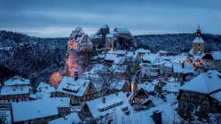 hohnstein castle and town in winter