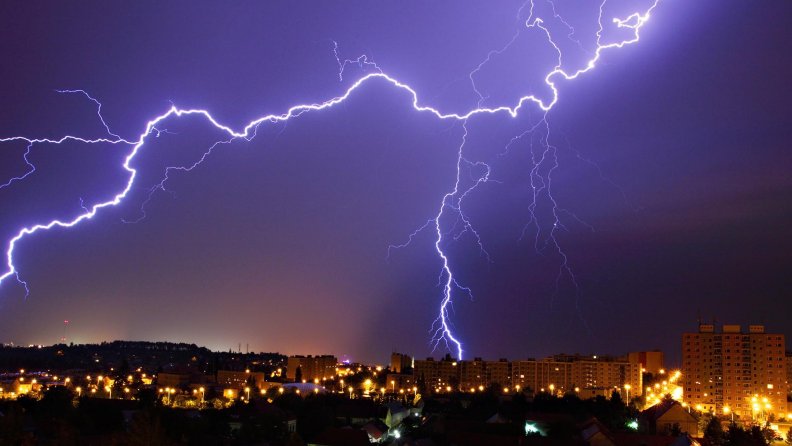 thunder over a city night