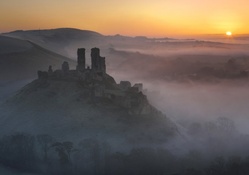 castle ruins in sunrise