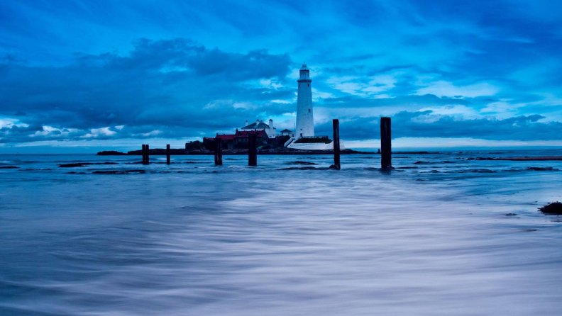 lighthouse in blue dusk