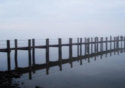 foggy early morning  sea pier