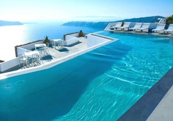 beautiful pool on santorini island
