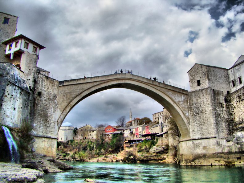 ancient bridge in bosnia and hercegovina hdr
