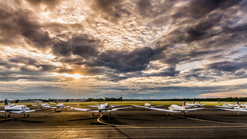 wonderful sunset on little airfield