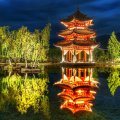 beautiful chinese pavilion reflection