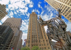chrome sculpture on michigan ave. in chicago