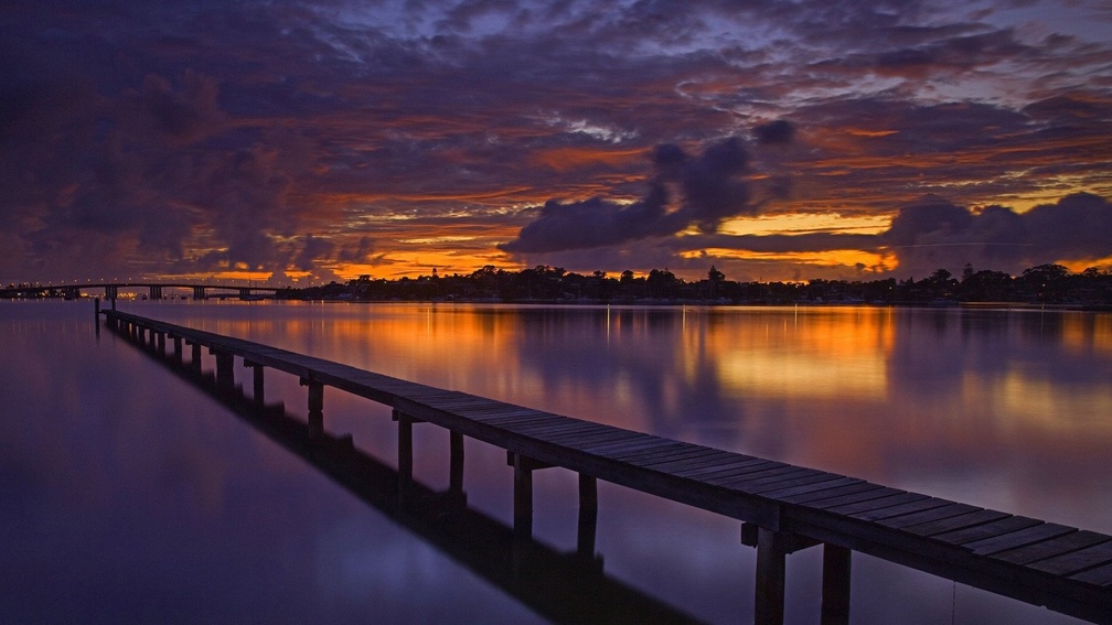 wonderful dock in the bay at dusk
