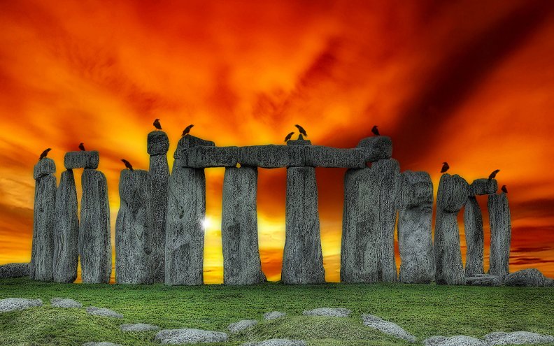 Stonehenge under Fiery Sky