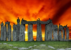 Stonehenge under Fiery Sky