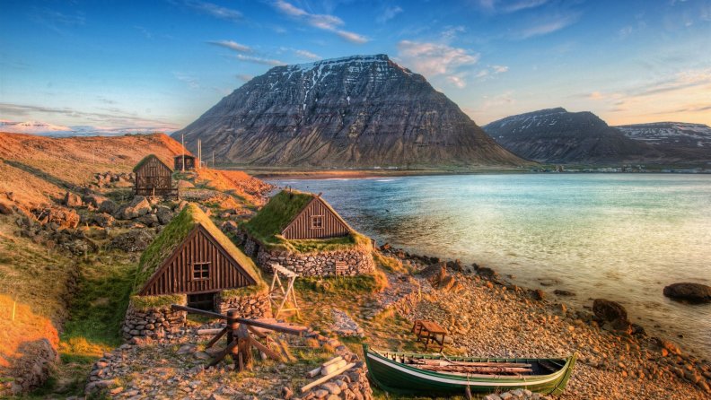 ancient fishing village in iceland hdr