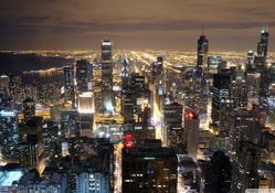 beautiful chicago skyline at night