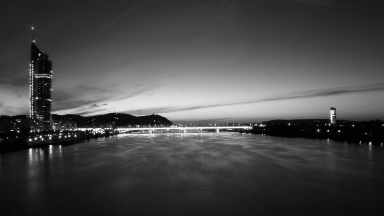 lit bridge at night