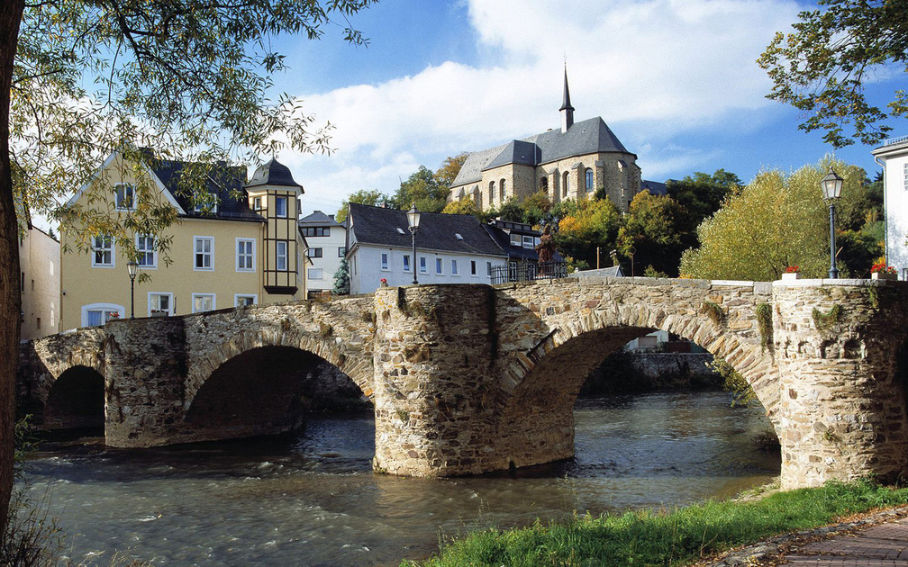 beautiful ancient little bridge in a german town