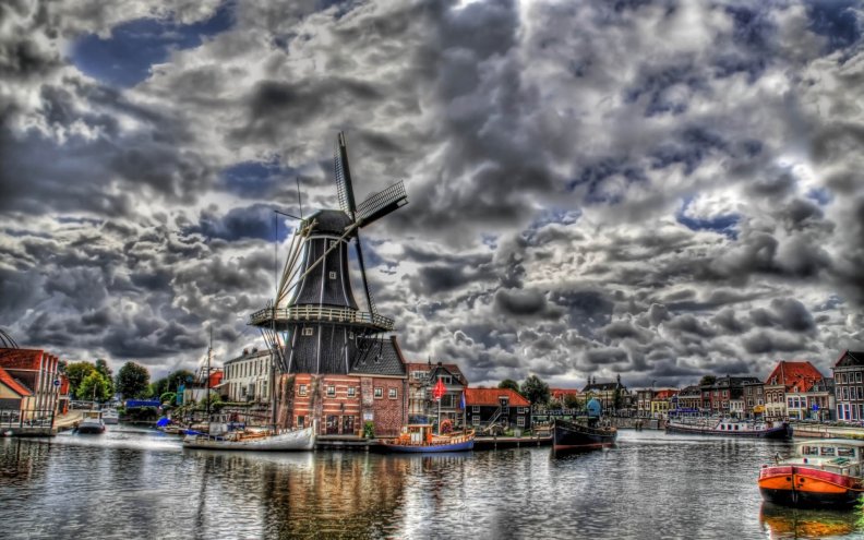 the best windmill town scape hdr