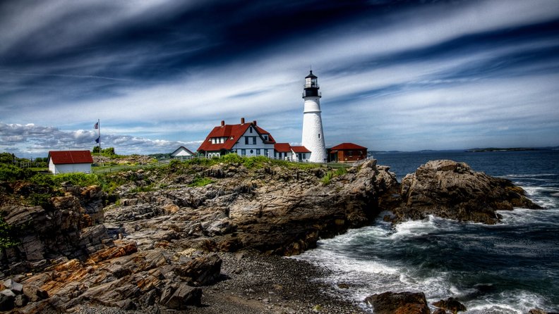 beautiful lighthouse on the rocks