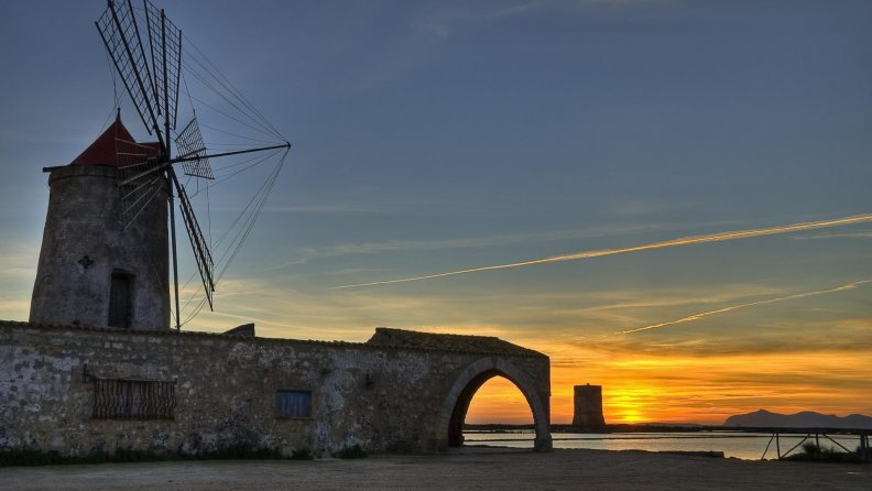 windmill in paceco sicily italy