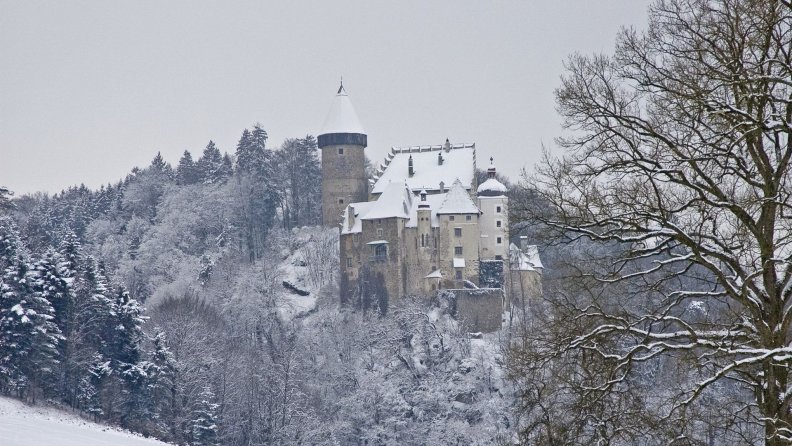 castle on a grey winter day
