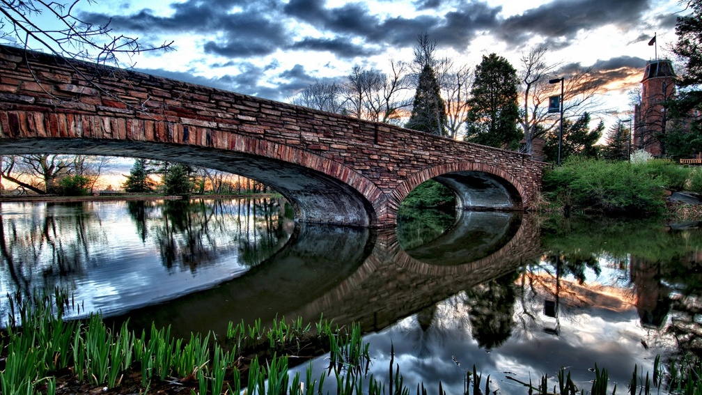 beautiful reflection bridge hdr