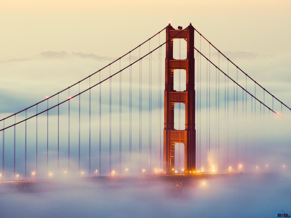 Golden Gate Bridge in dense fog