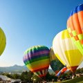 colorful hot air balloons taking off