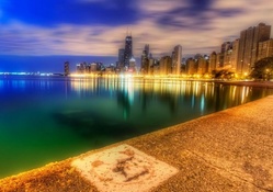 wonderful chicago lakefront at dusk hdr