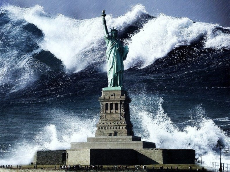 Statue of Liberty and Tsunami