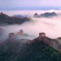 the great wall of china in the mist