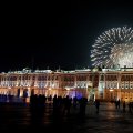 fireworks over winter palace in st. petersburg