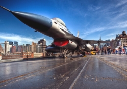 f16 falcon on the intrepid carrier museum hdr