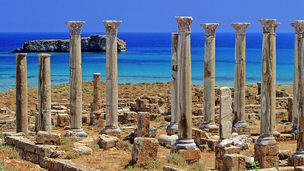 ancient ruins on a beach
