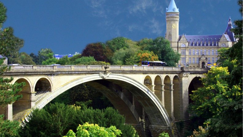 beautiful arched bridge in luxembourg
