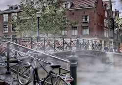 mist on an amsterdam canal