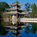 Chinese palace reflection in lake