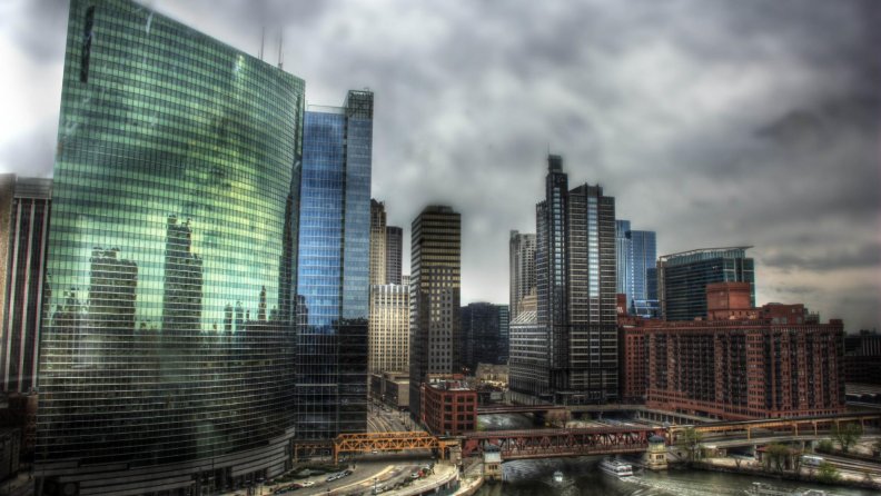 the city around the chicago river hdr