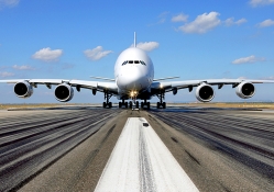 Airbus A_380 on the runway