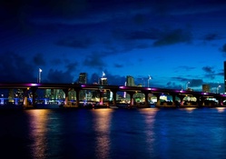 miami bridges at night