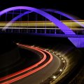bridge and road in neon