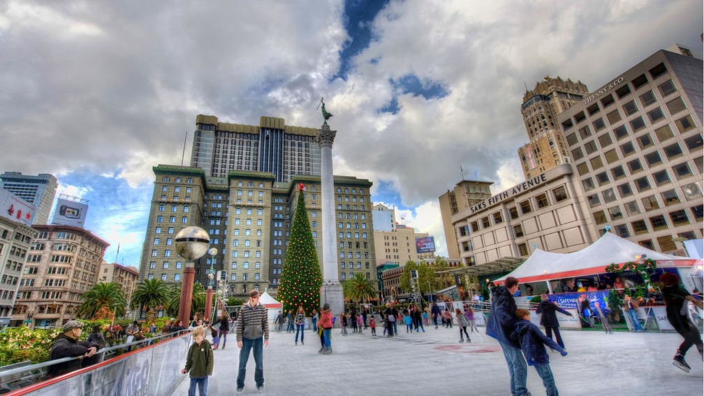 christmas in union square san francisco hdr