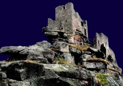 ancient castle ruins at night