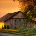 sunset on a barn hdr