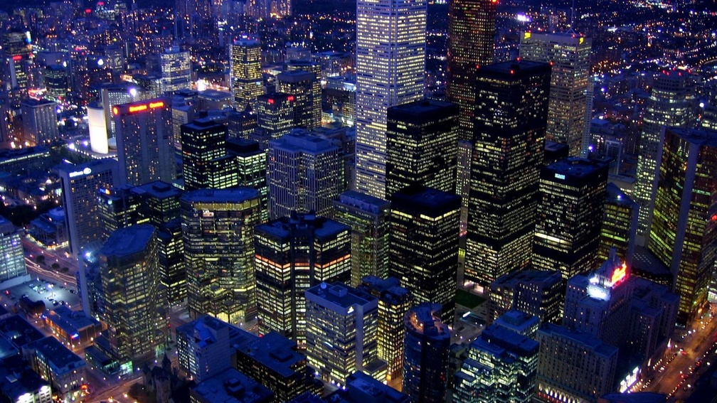 view from cn tower in toronto at night