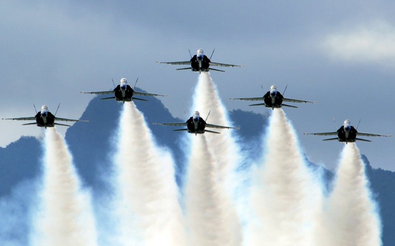 US Navy Blue Angels on Delta Formation.