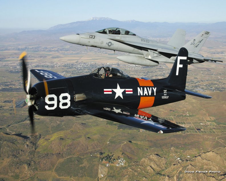 Grumman F8F Bearcat and F/A_18 Super Hornet