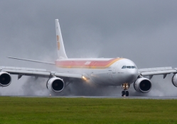 Airbus  A340, very wet landing