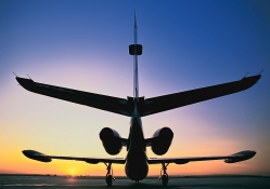 aircraft at sunset