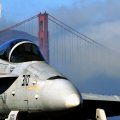 f18 hornet at the golden gate brodge