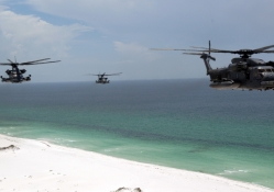 Choppers over beach